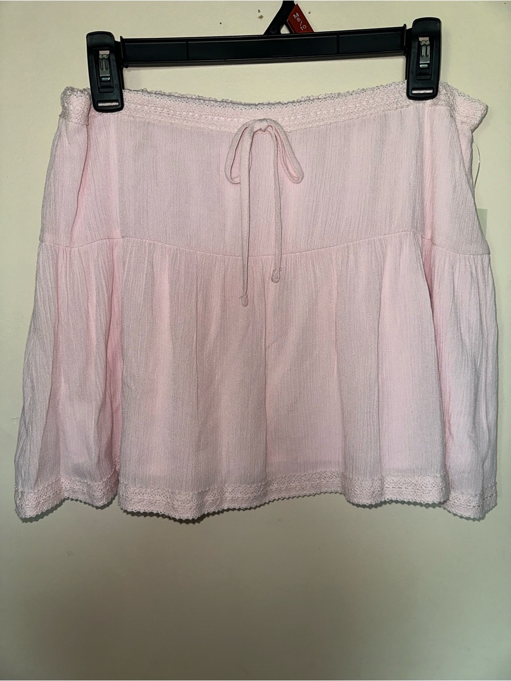 Light Pink Tiered Cotton Skirt with Drawstring size M